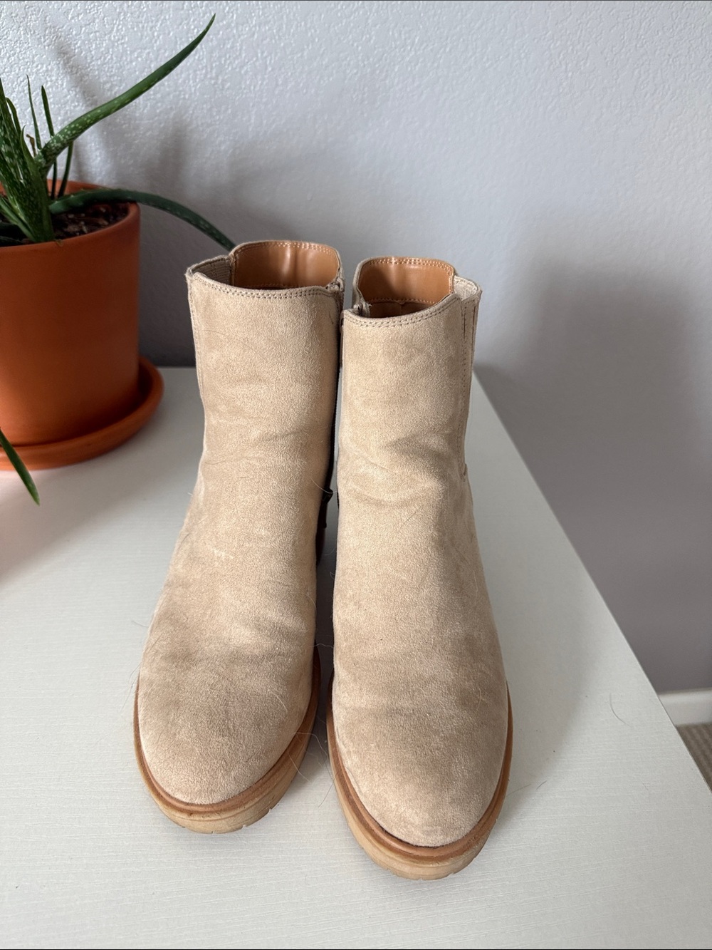 Women’s Beige Suede Chelsea Boots